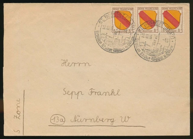 Französische Zone Nr. 4 MeF (3) Brief ST.INGBERT (SAAR) 18.10.46 #124688