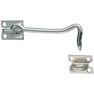 Gate Hook With Plate Staples, Zinc/Steel, 5-In. -N122-283