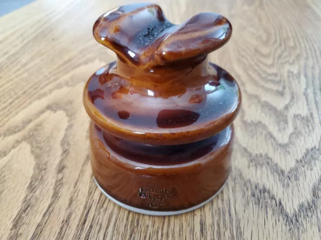 Vintage Locke Hi-Top 77 USA Porcelain Power Line Insulator Ceramic Brown