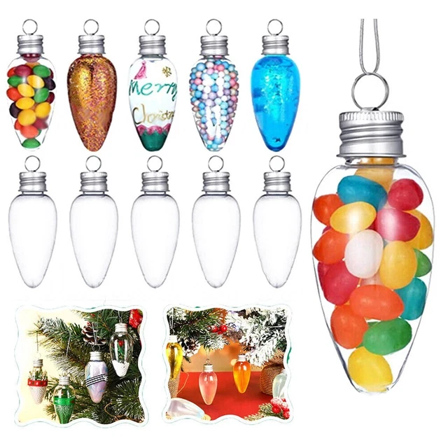 Ornement décoratif arbre de Noël en plastique transparent remplissable