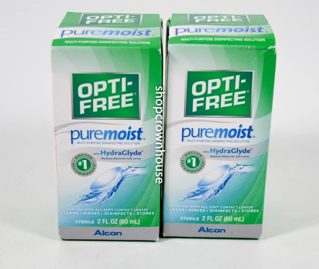 2 OPTI-FREE Pure Moist REWETTING DROPS Alcon 2oz moisturizes 60ml 01/31/2024