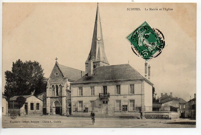 SUIPPES - Marne - CPA 51 -  la mairie et l'église -