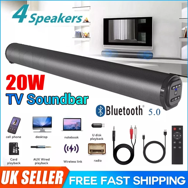 Wireless Soundbar With Subwoofer – 4 Speaker 2.0 Channel Home Theater System With Bluetooth & Remote