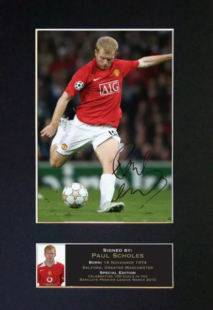 PAUL SCHOLES Man Utd Signed Autograph Mounted Photo Repro A4 Print 50