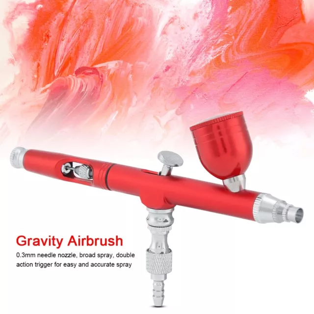 0.3mm Dual Action Gravity Feed Airbrush Gun 7CC Spray Nail Art Tattoo Tool Kit