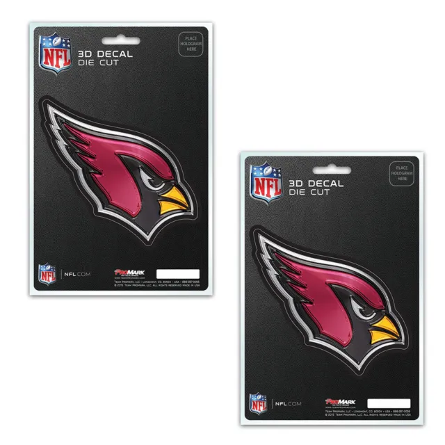 2PC NFL Arizona Cardinals 3-D Die-Cut Premium Vinyl Decal / Emblem / Sticker