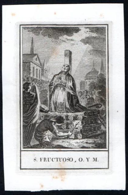 Antico inserzione 1800 de San Fructuoso O. santino estampa holy card image pieus