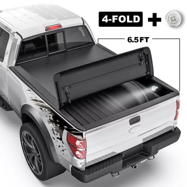 4-Fold 6.5FT Truck Bed Soft Tonneau Cover For 2004-2008 Ford F-150 F150 On Top 2