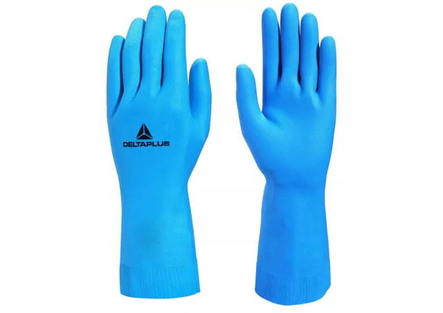 x2 Pairs Delta Plus Venitex VE440 Blue Latex Washing Up Rubber Gloves Marigolds