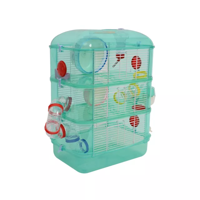 PawHut Gabbia per Criceti 3 Piani con Tubi e Accessori in Plastica