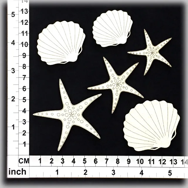 Chipboard Embellishments for Scrapbooking, Cardmaking - Shells 02 CB6062w