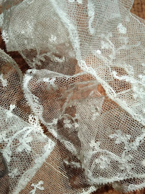Ancien Col Et Poignets En Dentelle De Soie – Années 50, Jamais Portés