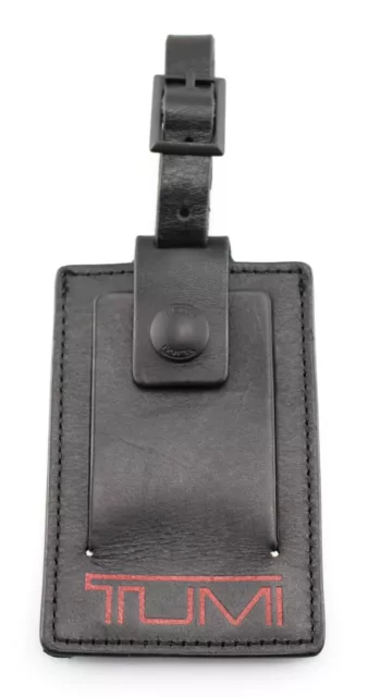 TUMI 'Alpha' Black / Red Leather Luggage Tag - Large