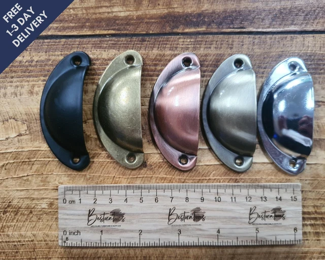 (6PC) Cup Pull Shell Handles Half Moon Kitchen Cupboard Cabinet Door Drawer UK