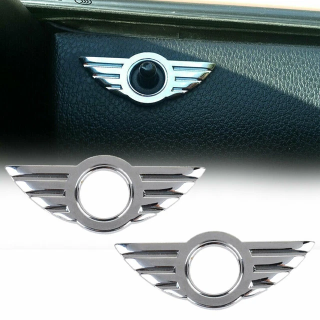 2x Silver Chrome 3D Emblem Car Door Pin Lock Wing Badge Emblem Auto Accessories