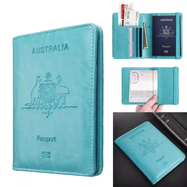 RFID Blocking Passport Travel Wallet Holder Cards Cover Case Leather Men Women