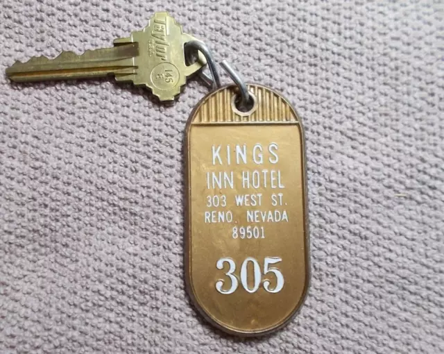 Reno Nevada KEY FOB for KINGS INN HOTEL Room Key 305 Vintage Original KEY FOB