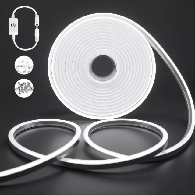 Neon Led Strip Light 5M / 16.4Ft, Dimmable LED Strip Lights Waterproof IP65 Flex