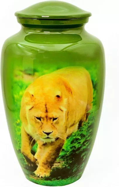 Adult Tiger Design Cremation Urns (Green) 10" Female & Male, Urns Funeral Urns