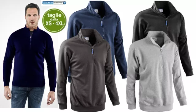 Felpa da Lavoro Uomo Donna Blu Grigio Invernale Mezza Zip Comoda Taglie Forti SC