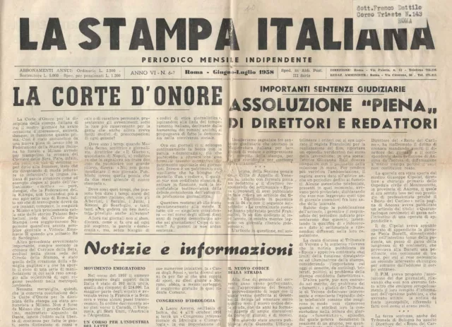 La Stampa Italiana. . 1958. .