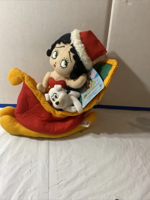 vintage 2009 BETTY BOOP Merry Christmas Sleigh Ride, Plush Doll, & Dog