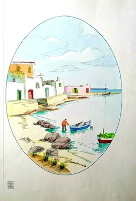 ALDO RISO serigrafia d'autore firmata e certifica 45 x 100 quadro moderno 
