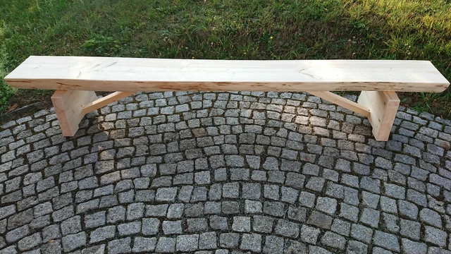 2 M RUSTIKALE Holzbank Baumstamm Gartenbank Terassenbank Bierbank 5
