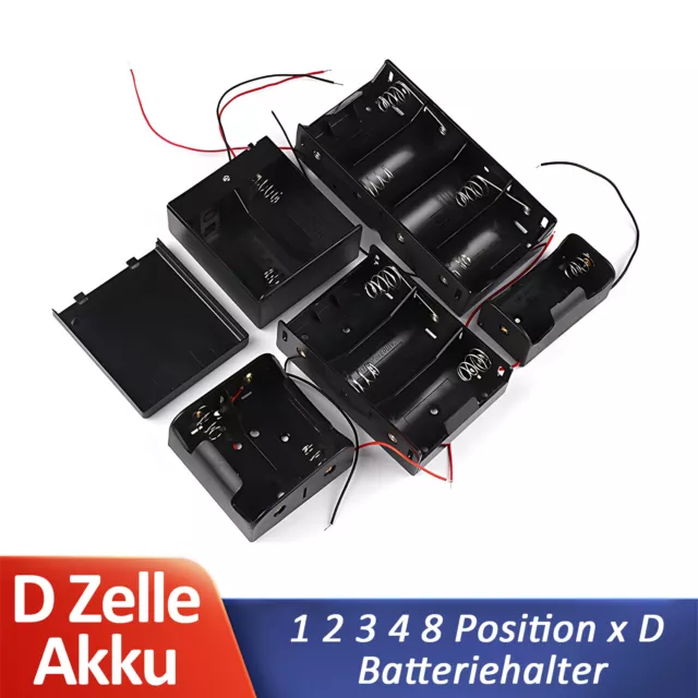 D x 1,2,3,4,8 Zelle Batteriehalter Etui Box mit Kabel/Schalter Batterie Gehäuse