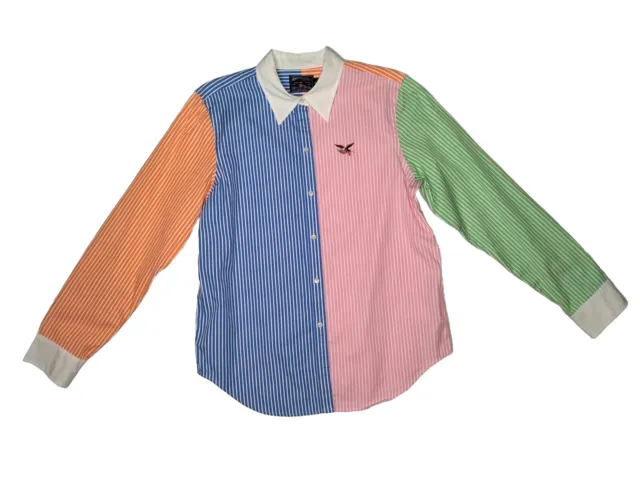 American Living 100% Cotton Light  Colorful Striped Button Front Shirt w/Logo