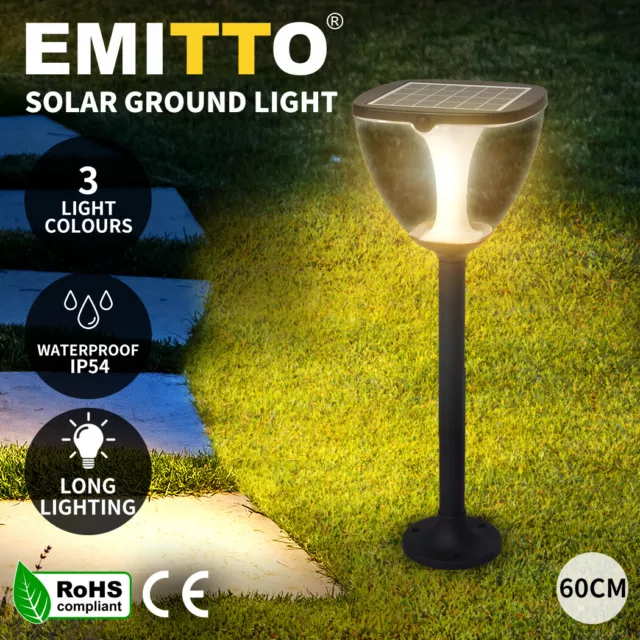 Emitto LED Solar Powered Ground Garden Lights Path Yard Park Lawn Outdoor 60cm