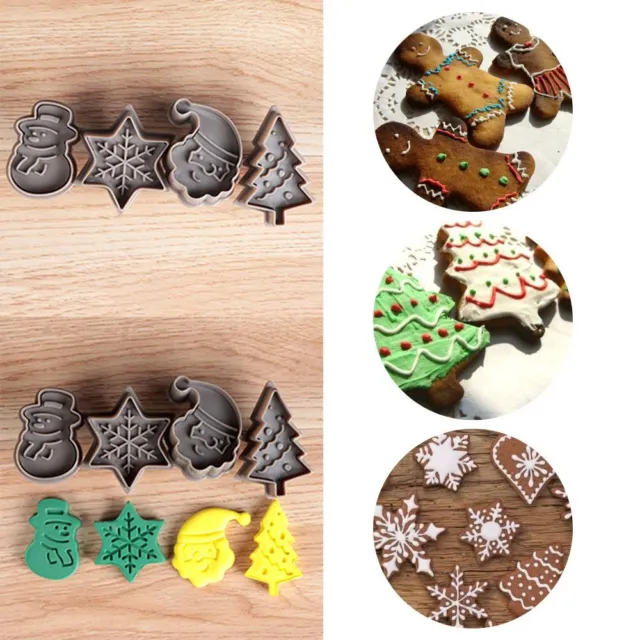Claus Snowman Cookie Cutter 3D Cookie Baking Moulds Christmas Biscuit Mold