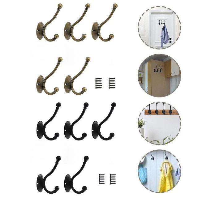 5Pcs Vintage Style Rustic Cast Iron Wall Coat Hooks Hat Hook Hall Tree Hardware