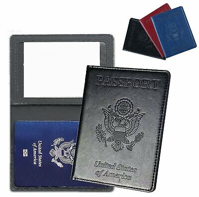 Leather Passport ID Card Holder Pocket Travel Wallet Blocking Slim Case Cover US