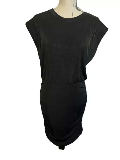 Socialite Womens Dress Black Jersey Knit Size L Cap Sleeves Stretch Casual NEW