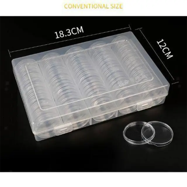 100x Plastic Coin Capsules Coin Storage Boxes Container Display Case 30mm