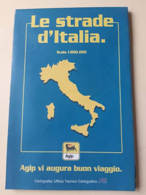LE STRADE D'ITALIA AGIP Scala 1:800.000 CARTOGRAFIA ACI Cartina Mappa Vintage