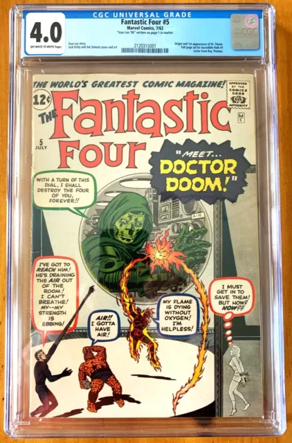 FANTASTIC FOUR #5 CGC 4.0 / 1ST Appearance of DOCTOR DOOM / Super key book MCU