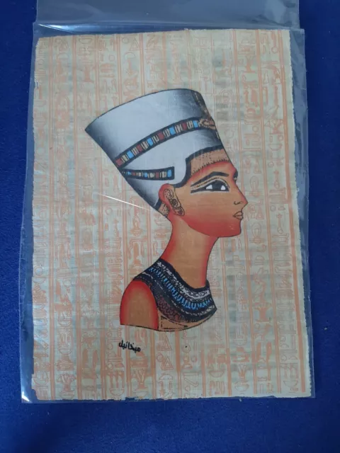 Papyrus Nofretete Büste Pharao Ägypten ägyptisch Hieroglyphen Gemälde Souvenir