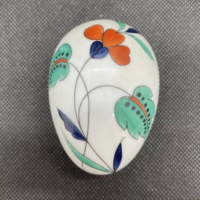 Vtg Chamart Limoges France Porcelain Egg Shaped Trinket Box Peint Main Floral