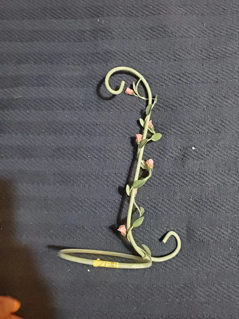 Vintage Plant Hook Bird Cage Decorative Roses bluish Colored Metal Hanger 2