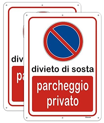 GOYAPRINT Confezione Da 2 Poster Parcheggio Privato 18x25 Cm - Cartello In PVC 3 Mm Resistente Alle Intemperie - 5