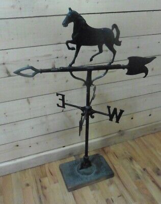 Vtg Weathervane Horse Trotter Alum & cast iron 40"x30" Country Farm Barn decor
