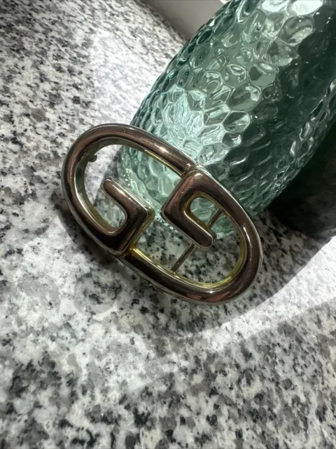 Gucci Vintage Italy GG Belt Buckle 80s Heavy Authentic. RARE stunning