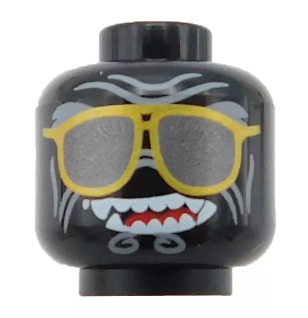 Lego New Minifigure Black Minifigure Head Alien Sunglasses Gold Frames Garmadon