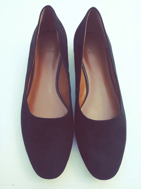 H by Halston Black Suede Linda Ballet Flats Shoes Leather Classic Size 7M