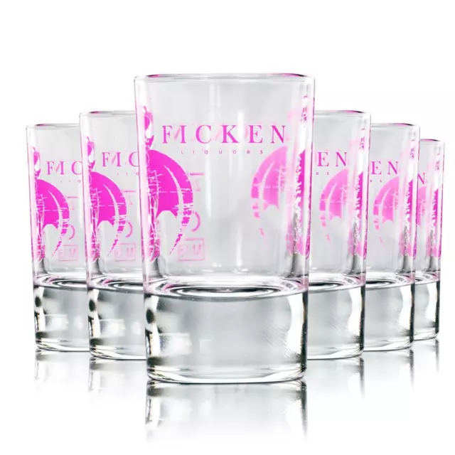6x Ficken Glas Kurze Shot Gläser NEU OVP pink rose Drache Fasching Shooter Party