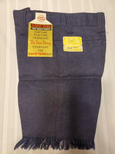 New Vintage Kamp Togs Boys Denim Fringe Shorts Pants Sz 7 UNION MADE  70's 60's