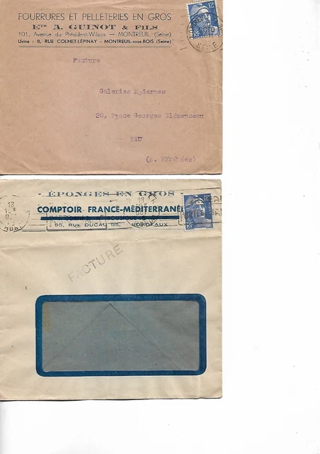 FRANCE 25 ENVELOPPES En Tete Entreprises Annees 40 EUR 0,50 - FR
