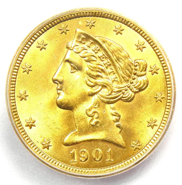 1901-S Liberty Gold Half Eagle $5 Coin - Certified ICG MS65 - $2,120 Value!